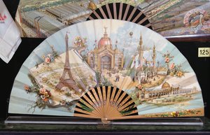 Commemorative fan of the 1889 Exposition Universelle in Paris by French School