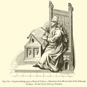 Copyist writing upon a Sheet of Vellum by French School