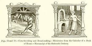 Corn-threshing and Bread-making by French School