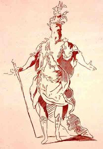 Costume design for a River God, from the Menus Plaisirs Collection, facsimile by A. Guillaumot Fils, c.1750 by French School