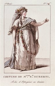 Costume of Miss Huberti for the Role of Iphigenia in Aulide de Gluck by French School
