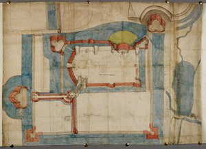 Cotton Augustus I ii 52, A Coloured Plan of Guînes Castle about 1540