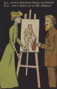 Couple with an easel by French School