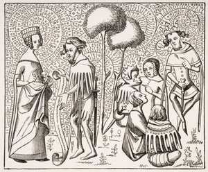 Court of Love in Provence, after a 14th century manuscript, from Le Moyen Age et La Renaissance by Paul Lacroix (1806-84) published 1847