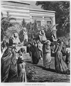 Courtyard of the museum, Bulaq, from LEgypte by Georg Moritz Ebers, 1881