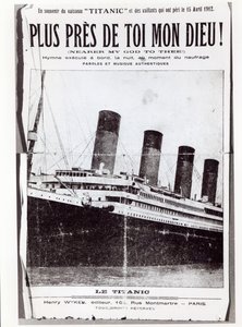 Cover of Music Score sheet for the Hymn Nearer My God to Thee, sung by the passengers on the Titanic during its shipwreck and sinking, 1912 by French School