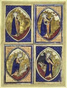 Creation of the firmament, creation of the sun and of the moon, creation of the animals, creation of the birds, late 13th century by French School
