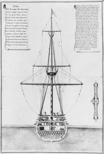 Cross-section in the largest width of an armed and equipped vessel, illustration from the Atlas de Colbert, plate 44 by French School
