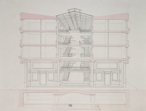 Cross-section of a house in the Napoleon housing development, 58 rue Rochechouart, Paris