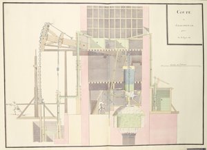 Cross-Section of a Steam Machine to Raise Water from Mines, c.1760