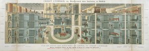 Cross-section of the basement of the Credit Lyonnais, 19 Boulevard des Italiens, c.1878-82 by French School