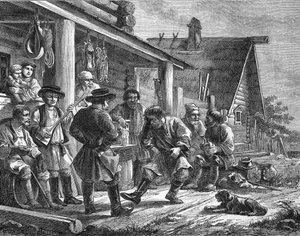 Russian Village Dance. Engraving by Durand after a Russian print