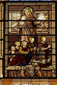 Depicting St John and five of the sons of Anne de Montmorency