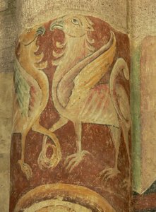 Depicting an internal view with wall paintings by French School