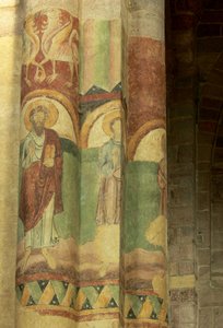 Depicting an internal view with wall paintings by French School