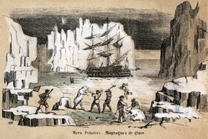 Description of the different types of landscapes and reliefs according to geography: (detail) depicting an arctic landscape with polar bears, icebergs. Plate 