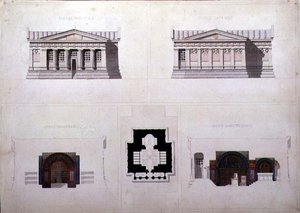 Design for a Greek Revival Style Mausoleum by French School