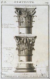 Design for an ancient capital and base from a Temple of Jupiter by French School