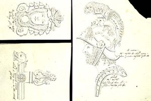 Designs for bronze ormolu furniture mounts by French School