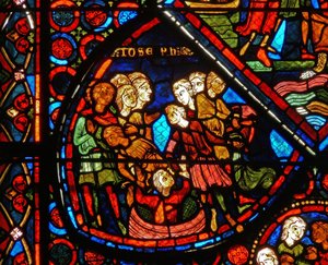 Window depicting scenes from the story of Joseph (detail)