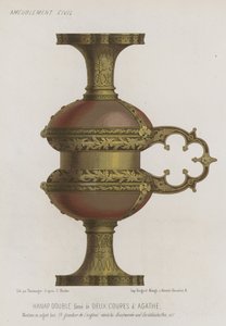Double goblet formed from two agate cups by French School