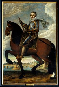 Equestrian portrait of Henry IV in front of the Pont Neuf in Paris