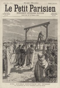 Execution by hanging of two assassins near Tunis, Tunisia by French School