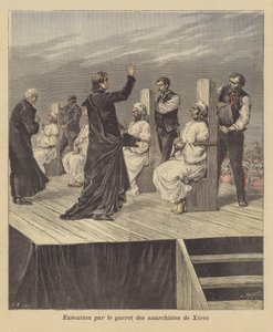 Execution of anarchists by garrotting at Jerez, Spain by French School