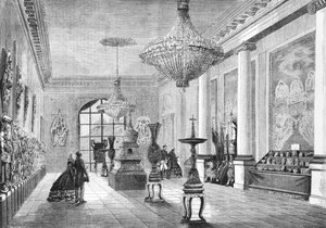 Exhibition of the Chinese Curiosities Given to the Emperor by the Expeditionary Army, Illustration from Le Monde Illustre