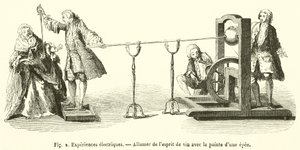 Electrical Experiments, Lighting Alcohol with the Tip of a Sword (engraving) by French School