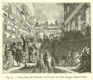 Exhibition of paintings at the Louvre in 1763, after Saint-Aubin by French School