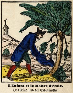 Fables from La Fontaine: the child and the schoolmaster by French School