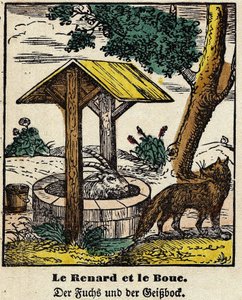 Fables de La Fontaine: the fox and the good. Image of Epinal, first half of the 19th century by French School