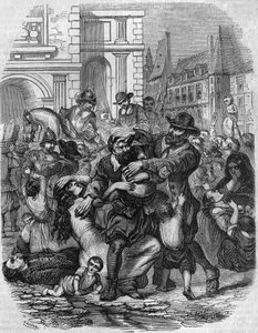 Famine in France in the 16th century. by French School