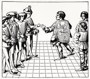 Fashion and Manner of the King of Arms, from the Tournois du roy Rene, illustration from Science and Literature in the Middle Ages and Renaissance, written and engraved by Paul Lacroix, 1878