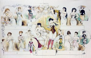 Fashion plate for La Vie Parisienne depicting corsets by French School