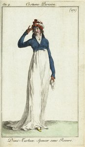 Fashionable woman in a half-turban and spencer jacket