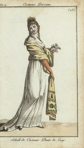 Fashionable woman wearing a cashmere shawl