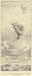 Fatal Parachute Descent where Cocking Found Death (engraving) by French School
