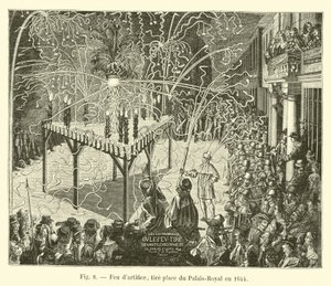 Fireworks Display, Place du Palais-Royal, 1644 by French School