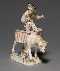 Figure of a Monkey on a Dog, manufacturer Mennecy-Villeroy Factory, France, c.1760 by French School