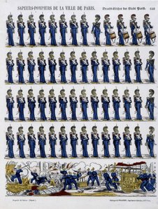 Fire fighters of the city of Paris - Image of Epinal, circa 1852 by French School