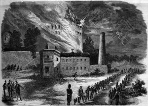 Fire of La Motte Seguin Factory in Orleans, Loiret (45) by French School