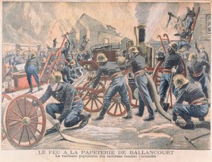 Firemen Fighting a Fire at a Paper Mill in Ballancourt, from Le Petit Journal, 1905