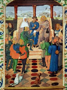 Charles VII (1403-61) giving a document to Joan of Arc (1412-31) from Le Jouvencel by Jean de Bueil (1405-78) by French School