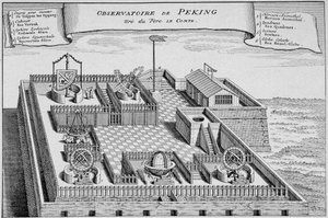 Former Chinese observatory in Beijing - based on a copper engraving of 