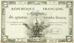 Four hundred livre banknote, 21st September 1792