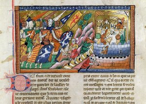 An English army attacking a castle, from the 