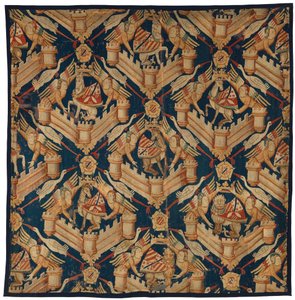 Fragment of a Heraldic Tapestry Depicting the Arms of Beaufort, Turenne and Comminges, Made in Paris or Arras by French School