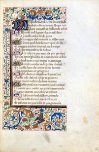 Francesco Petrarca (Petrarch): Incipit from an Illuminated Manuscript of the French School of the 14th Century. Municipal Library of Rimini. by French School
